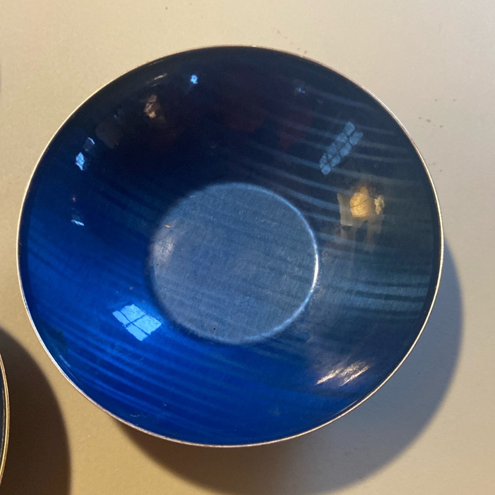 Vintage MCM Catherine Holm blue and silver bowl Rare and collectible.